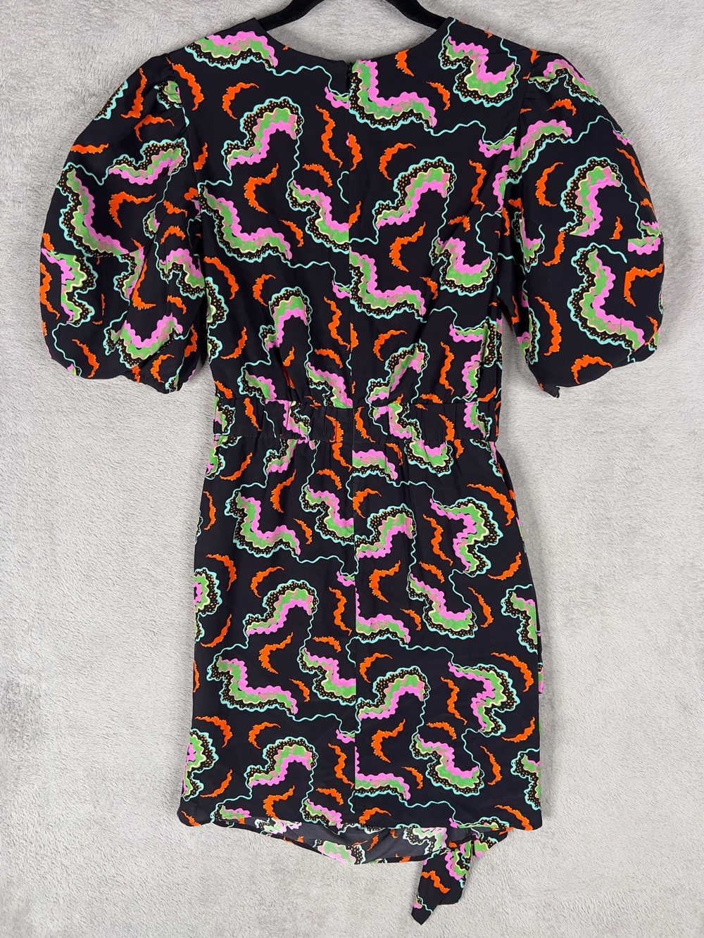 Rhode Pia Mini Dress Women's Size 2 Soundwave Print Billowy Ruched Asymmetric - Picture 6 of 15